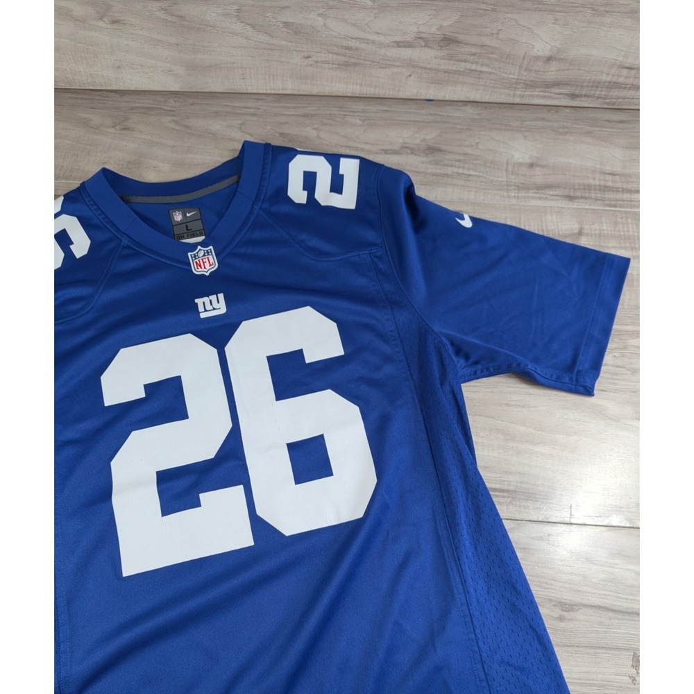 New York Giants Jersey Saquon Barkley Nike On Field Blue Short Sleeve Men Large